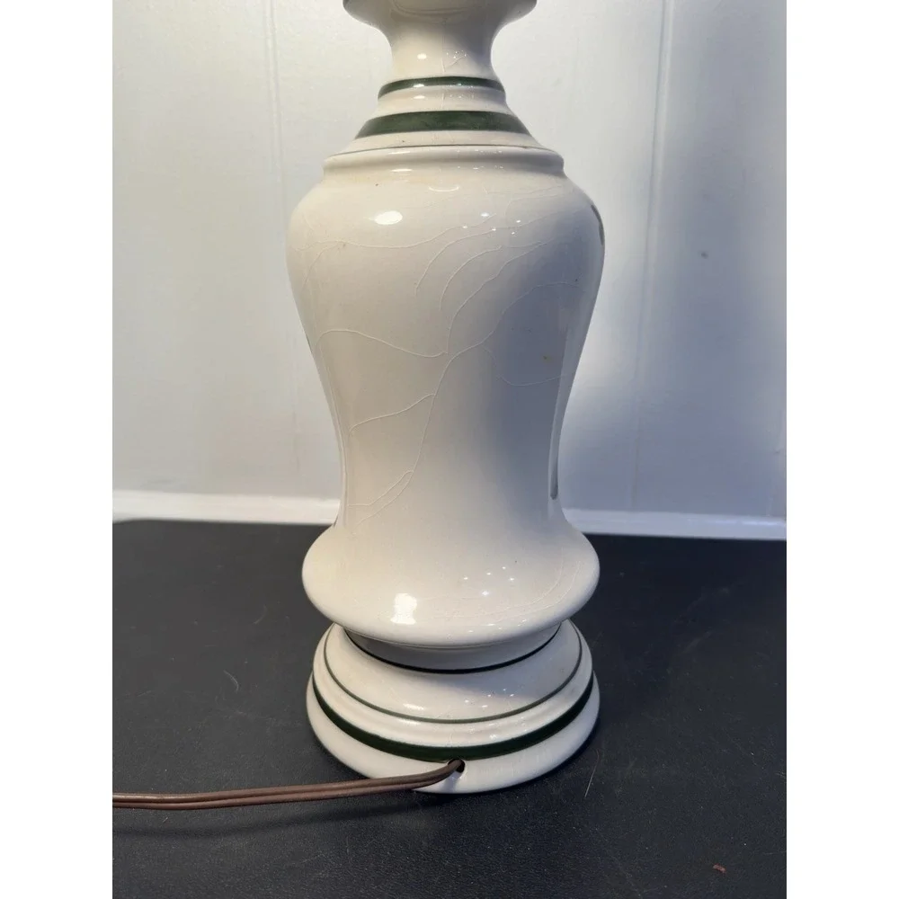 VTG Hand-Painted Crackle Ceramic Table Lamp Pink Floral Brass Hollywood Regency‎